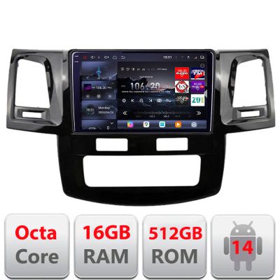 Navigatie Toyota Hilux 2008-2014 Edotec Kit-143 8 core QLED 2K 12+256GB 360 Android Waze USB Navigatie Internet Youtube Radio