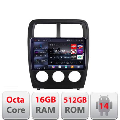 Navigatie Dodge Caliber 2010-2012 Edotec Kit-CALIBER 8 core QLED 2K 12+256GB 360 Android Waze USB Navigatie Internet Youtube Radio