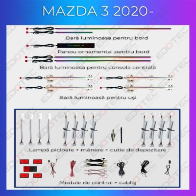 Lumini ambientale Mazda 3 2020-2023 set complet control telefon sau sistem original