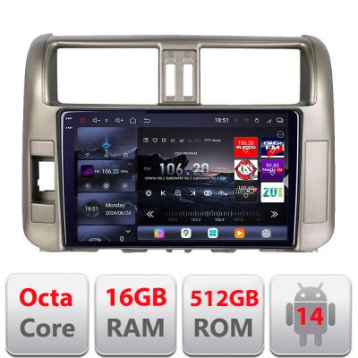 Navigatie Toyota Prado 2010-2013 Edotec Kit-347 8 core QLED 2K 12+256GB 360 Android Waze USB Navigatie Internet Youtube Radio