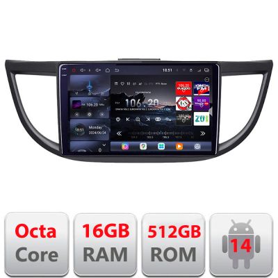 Navigatie Honda CRV 2012-2016 Edotec Kit-469 8 core QLED 2K 12+256GB 360 Android Waze USB Navigatie Internet Youtube Radio
