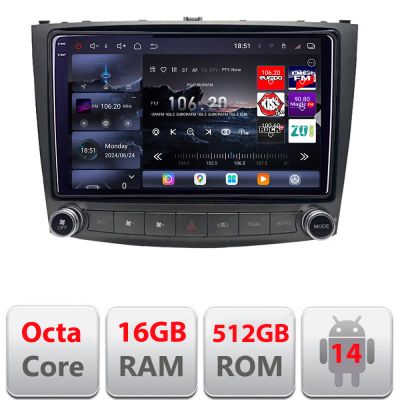 Navigatie Lexus IS 2005-2011 Edotec Kit- IS 8 core QLED 2K 12+256GB 360 Android Waze USB Navigatie Internet Youtube Radio