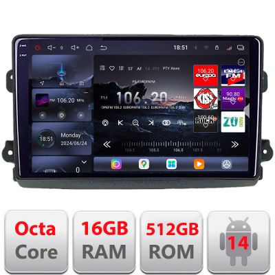 Navigatie Fiat Ducato 2021- Qled 2K Octa Core 12+256GB LTE 4G DSP Wifi 5Ghz android auto carplay radio gps internet KIT-ducato2024+EDT-E809-2K