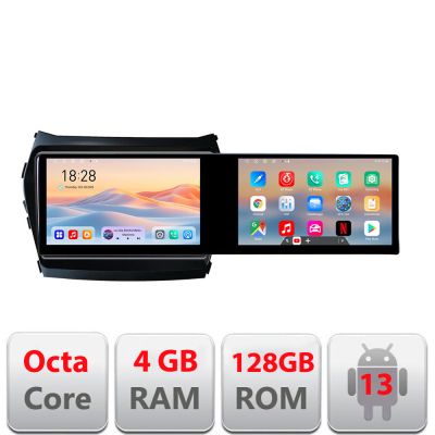 Navigatie Hyundai IX45 Santa Fe 2013-2015 Kit-209 Edotec 2 ecrane  8 core 4+128 21.6 inch Incell android Wifi 5Ghz gps internet 32