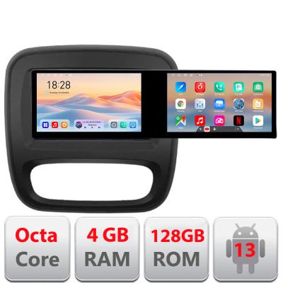 Navigatie Renault Trafic 2014-2017 Kit-rt09 Edotec 2 ecrane  8 core 4+128 21.6 inch Incell android Wifi 5Ghz gps internet  Q v1