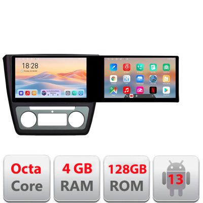 Navigatie Skoda Yeti 2009-2014 Kit-YETI Edotec 2 ecrane  8 core 4+128 21.6 inch Incell android Wifi 5Ghz gps internet