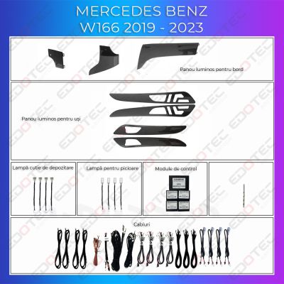 Lumini Ambientale trimuri carbon Mercedes GLE GLS W166 2012-2019 control pe sistemul original sau telefon