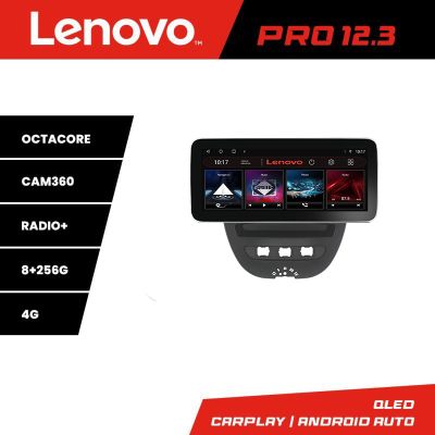 Navigatie Citroen C1 Peugeot 107 Toyota Aygo 2005-2014 Lenovo PRO 8+256 12.3 inch qled android 4G DSP gps internet  KIT-C1 v1